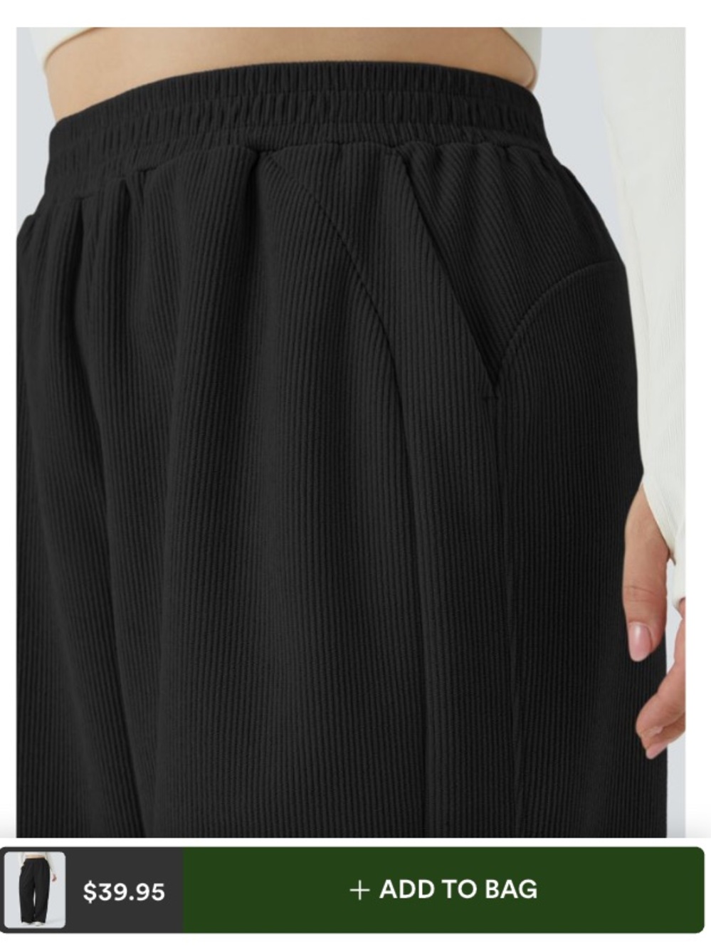 HALARA Wide Leg Corduroy Pants in Black - Picture 2 of 6